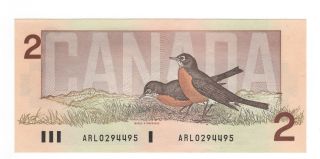 1986 Bank Of Canada 2$ Cr / Bo Arl0294495 Gem Unc photo
