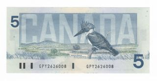 1986 Bank Of Canada 5$ Kn / Do Gpy2626008 Gem Unc photo