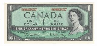 1954 Bank Of Canada 1$ Be / Ra Uo0985856 To Uo0985857 2 Consecutive photo