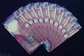 China Hong Kong 2002 10 Dollars Unc Note With Aa Prefix photo