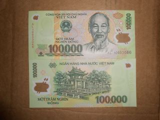 One Vietnam 100,  000 Dong Banknote - 100000 Dong - Uncirculated - Polymer photo
