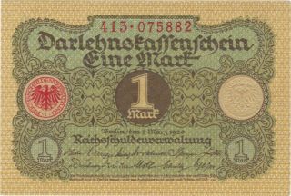 1920 1 Mark Germany Currency Uncirculated German Banknote Note Money Bank Bill photo