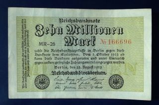 German 10 Million Mark 1923 Reichsbanknote Old Germany Money Currency Marks photo