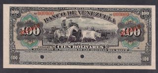 Venezuela Banco De Venezuela 100 Bolivares 1921 Ps297 Specimen Uncirculated photo