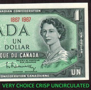 Bc - 45a $1 1967 Very Choice Crisp Uncirculated Bank Of Canada Currency Note Ye photo