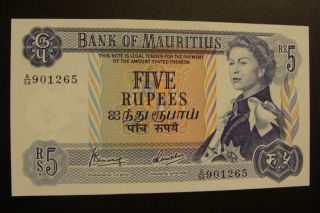 Mauritius 5 Rupees 1967 Gem Unc photo