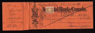 1915 Imperial Bank Of Canada - Humberstone,  Ontario - C/w Revenue Stamp photo
