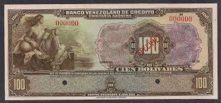 Venezuela Banco Venezolano Decredito 100 Bolivares 1925 - 1926 Ps243s Specimen Unc photo