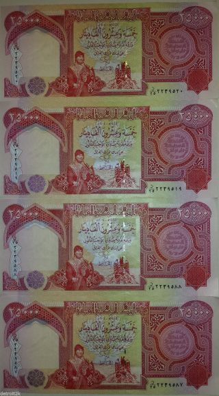 Iraqi Dinar 100,  000 (4 X 25,  000) Bills Fast photo