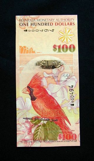 2009 Bermuda Banknote 100 Dollars Birds Unc photo