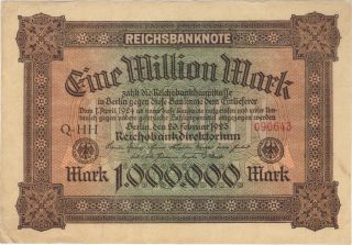 1923 1 Million Mark Germany Currency Reichsbanknote German Banknote Note Money photo