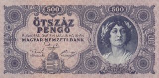 500 Pengo 1945 From Hungary,  Vf,  Crispy Historic Note photo