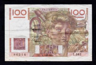 100 Francs Paysan 4 - 6 - 1953 Banque De France photo