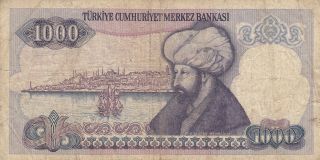 Turkey 1000 Lire Vg Tears Stain photo