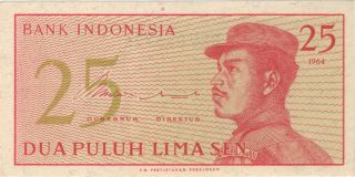 1964 25 Sen Indonesia Currency Uncirculated Banknote Note Money Bank Bill Cash photo