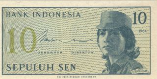 1964 10 Sen Indonesia Currency Uncirculated Banknote Note Money Bank Bill Cash photo