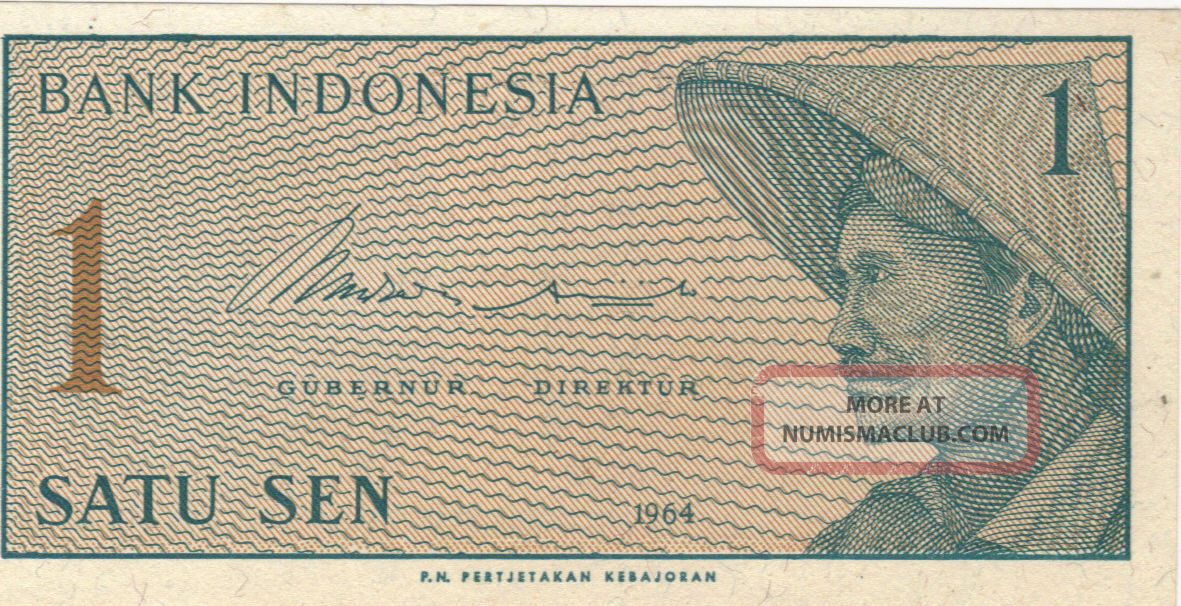 1964 1 One Satu Sen Indonesia Currency Unc Banknote Note Money Bank Bill Cash Asia photo