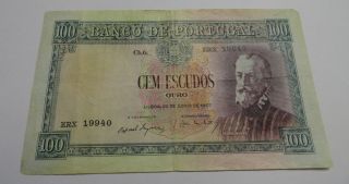1957 Banco De Portugal Cem 100 Escudos Banknote Erx.  19940 photo