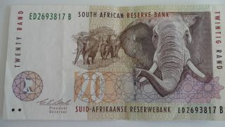 South Africa 20 Rand World Currency Banknote - Elephant & Mining 1989 - 1996 photo