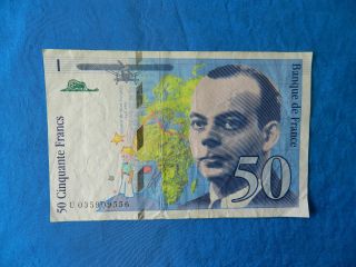1997 France 50 Franc Banknote P - 157ad F photo