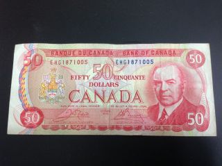 1 X 1975 Canadian Paper Money $50 Dollar Bill - Bank Of Canada Authentic photo