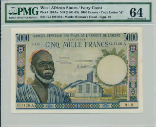 Banque Des Centrale Ivory Coast 5000 Francs Nd Pmg 64 photo