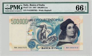 Banca D ' Italia Italy 500000 Lire 1997 Pmg 66epq photo