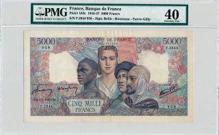 Banque De France France 5000 Francs 1945 - 47 Pmg 40 photo