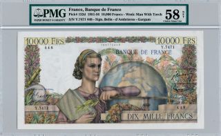 Banque De France France 10000 Francs 1951 - 56 Pmg 58net photo