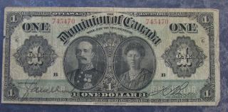 1911 Circulated Dominion Of Canada $1 Note; Green Line Abn Co photo