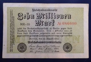 German 10 Million Mark 1923 Reichsbanknote Old Germany Money Currency Marks photo