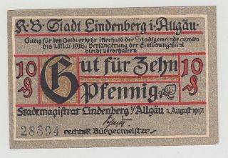 German Deutsche Reich Banknote 10 Pfennig 1918 Kriegsnotger Bank Note Germany photo