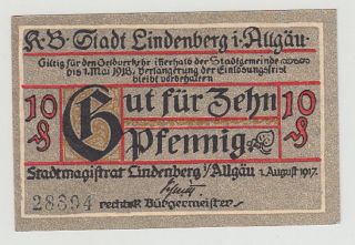 German Deutsche Reich Banknote 10 Pfennig 1918 Kriegsnotger Bank Note Germany photo