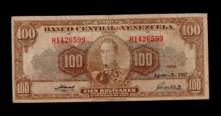 Venezuela 100 Bolivares 1957 H Pick 34c Fine. photo