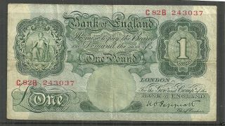 Great Britain 1 Pound P.  367 (f/vf) From 1940 - 48. photo