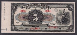 Peru Cheque Circular 5 Libras 3 - 10 - 1914 P27s Serie C Choice Uncirculated photo