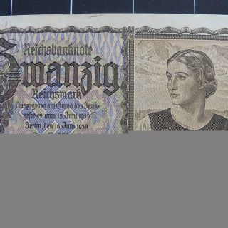 Germany - Nazi 20 Reichsmark Banknote - - 1939 - Austrian Girl/german Swastika photo
