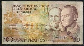 Paper Money Luxembourg 1981 100 Francs Vf photo