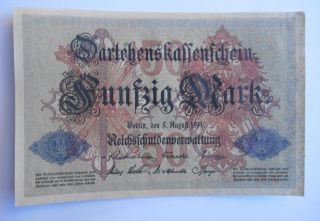 1914 Germany 50 Mark Bank Note  Choice photo
