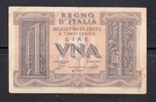 1939 1 Lira Regno D ' Italia Vna Italy Paper Money Id A477 photo