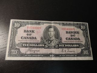 1937 Bank Of Canada $10 Ten Dollars Coyne Towers A/t 9540008 Bc - 24c photo