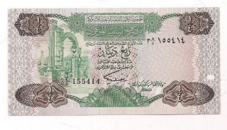 Libya Quarter Dinar Banknote Unc P - 47 Nd (1984) Will Come With Short History photo