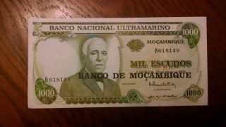 Banco Nacional Ultramarino / Mozambique - 1000 Escudos,  1972.  P119 photo