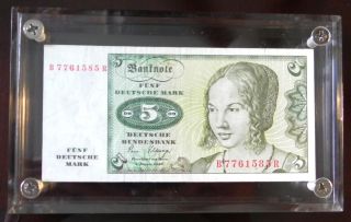 Germany Funf/5 Deutsche Mark Bill 1980 Lucite/acrylic 1 