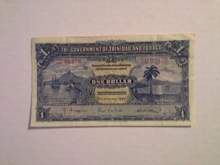 Trinidad & Tobago One Dollar,  1939,  P - 5b,  Banknote photo