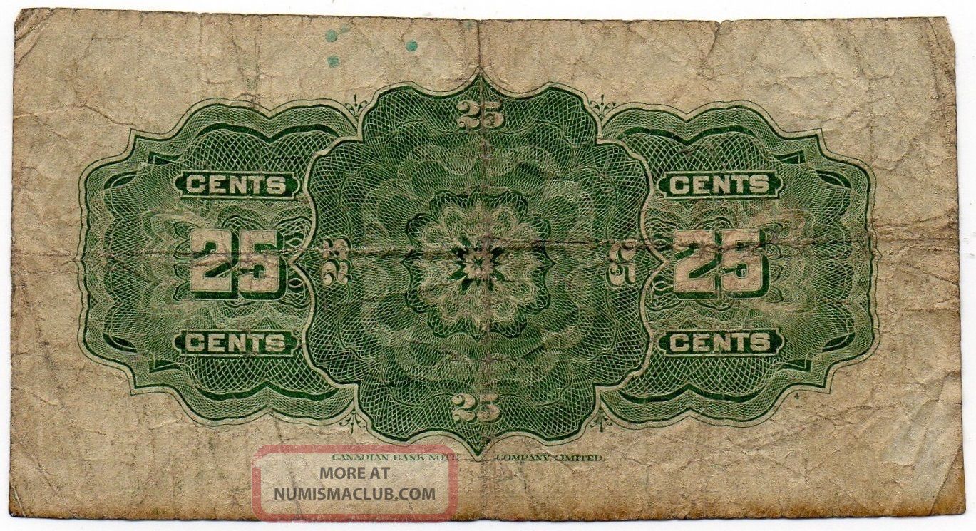 1923 Dominion Of Canada - 25 Cent Bank Note (campbell/clark)