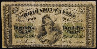 Dominion Of Canada Twenty Five Cent Note 1870 photo