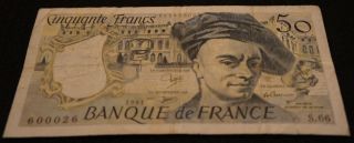1991 50 Francs Banque De France In Note photo