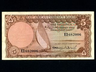 East Africa:p - 45,  5 Shillings 1964 Sailboat Vf Nr photo