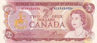 Canadian 1974 Two Dollar Bill Circulated Note photo